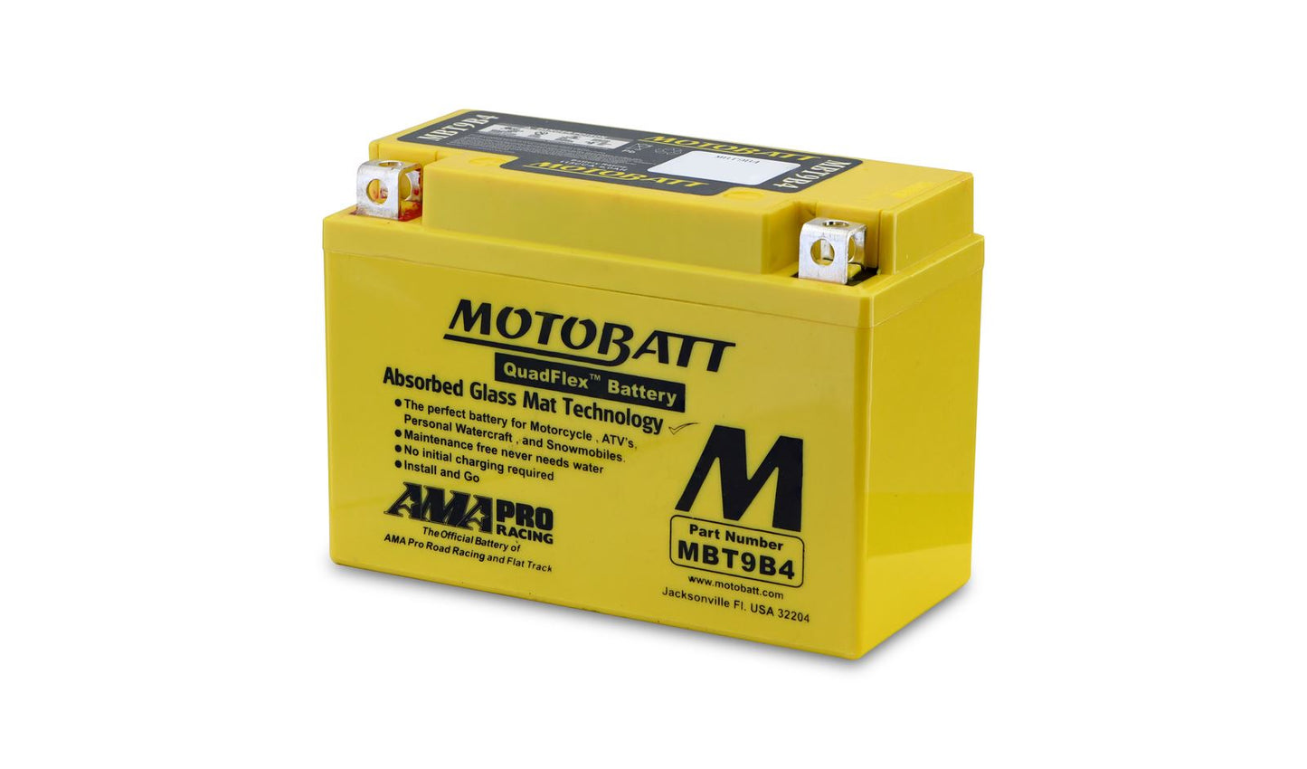 Motobatt Battery MBT9B4 12v 9.5Ah (20Hr) CCA:140A YT9BBS, YT9B4 L:150mm x H:105mm x W:70mm