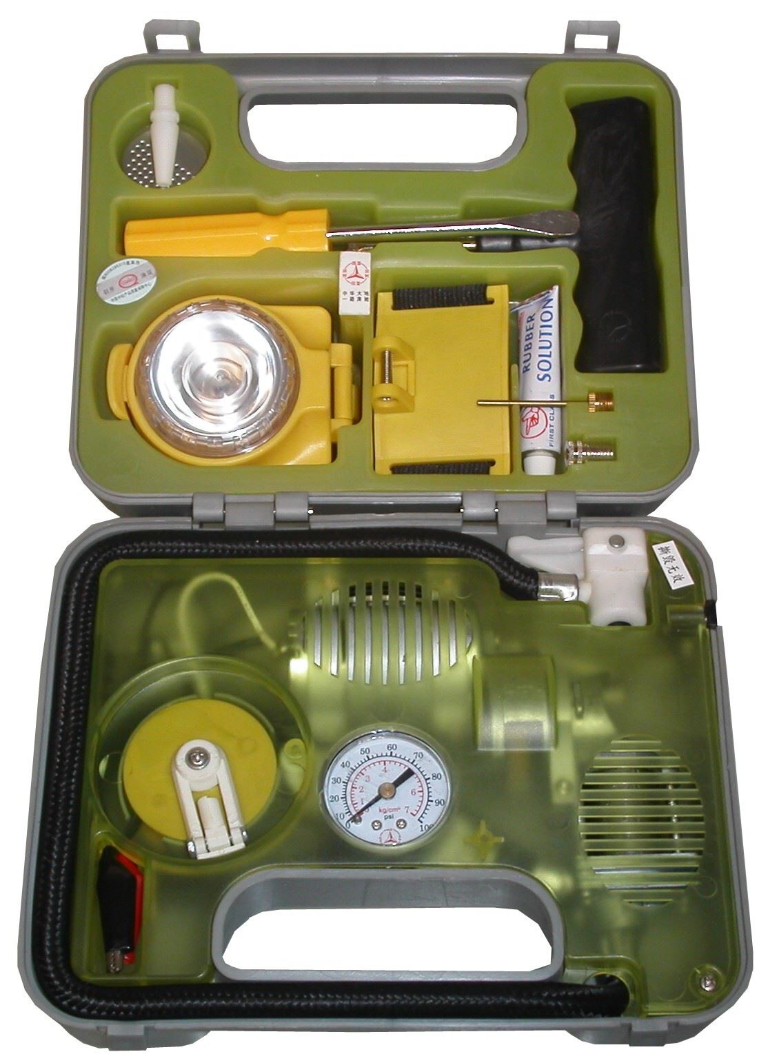 Mini Pump Tyre Inflator,battery operated with gauge in box (Each)