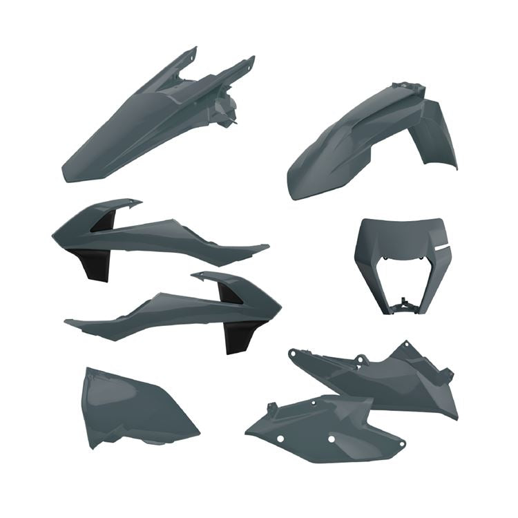 POLISPORT PLASTIC KIT + FORK GUARDS/MASK KTM EXC/EXC-F 2017-2019, NARDO GREY