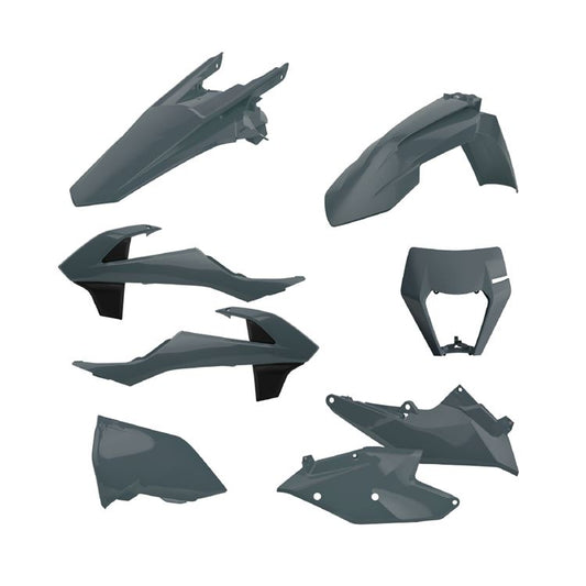 POLISPORT PLASTIC KIT + FORK GUARDS/MASK KTM EXC/EXC-F 2017-2019, NARDO GREY