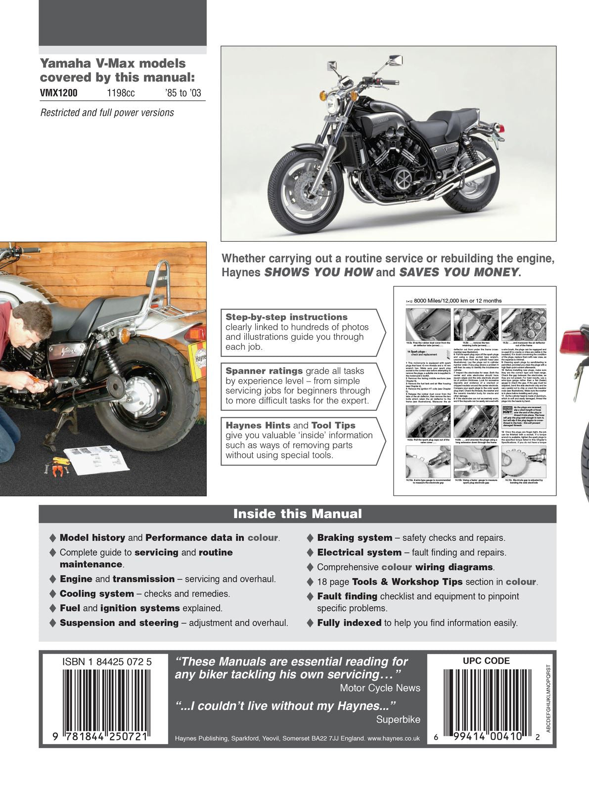 Haynes Manual Yamaha VMX1200 V-Max 85-03