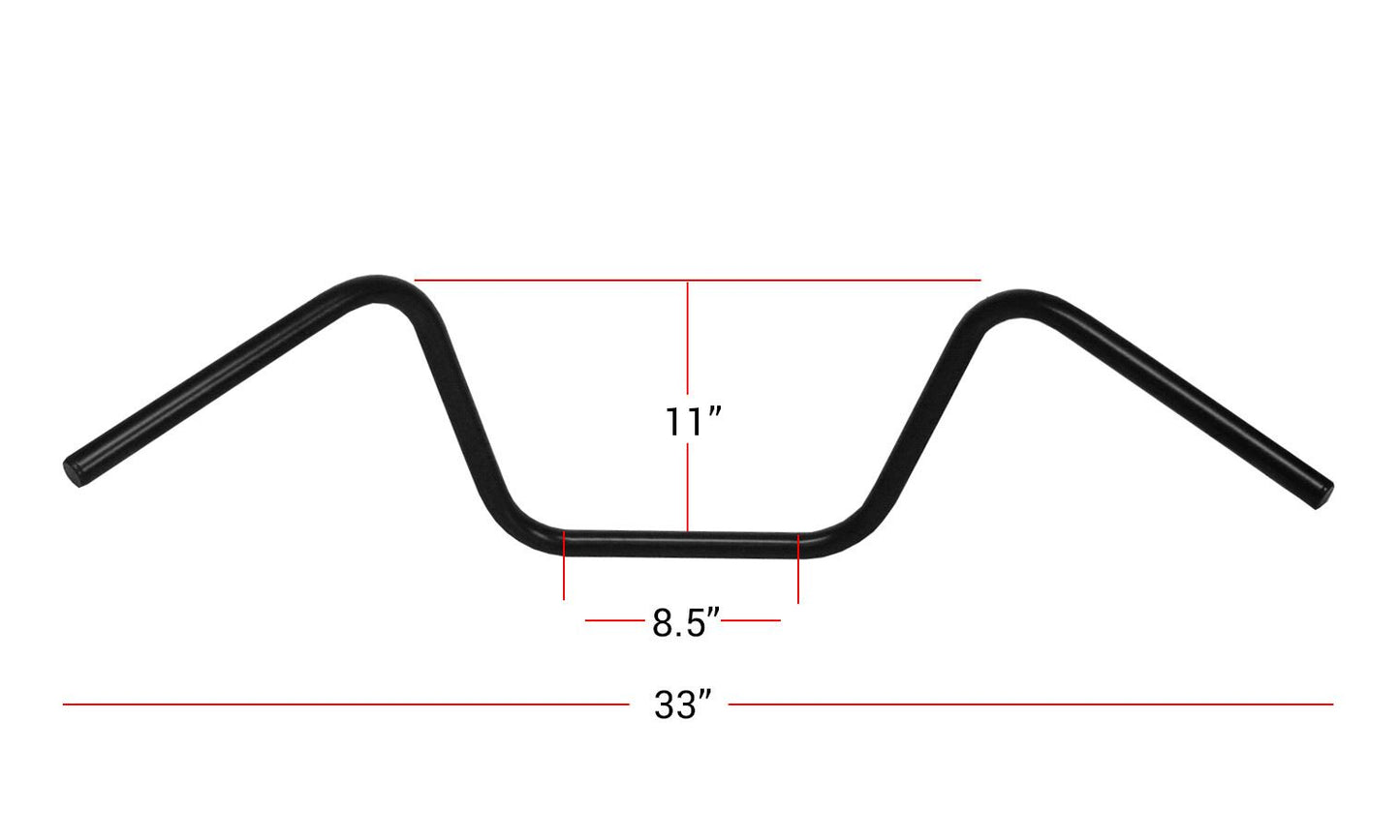 Handlebar 7/8'' Black 10'' Rise Wide Bottom