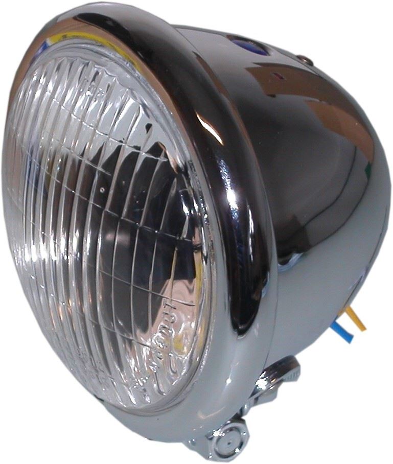 Headlight Complete Round Chrome 4.5'' Spotlight Bottom Mount