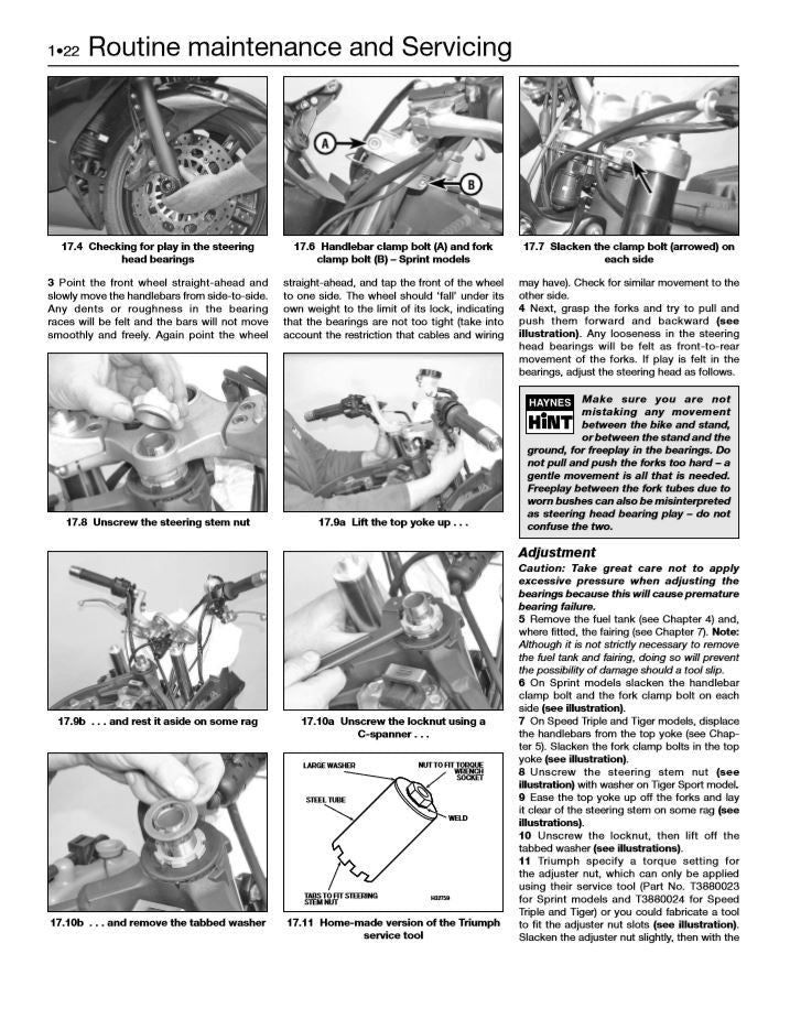 Haynes Manual Triumph 1050 Sprint ST, Speed Triple & Tiger 05-13