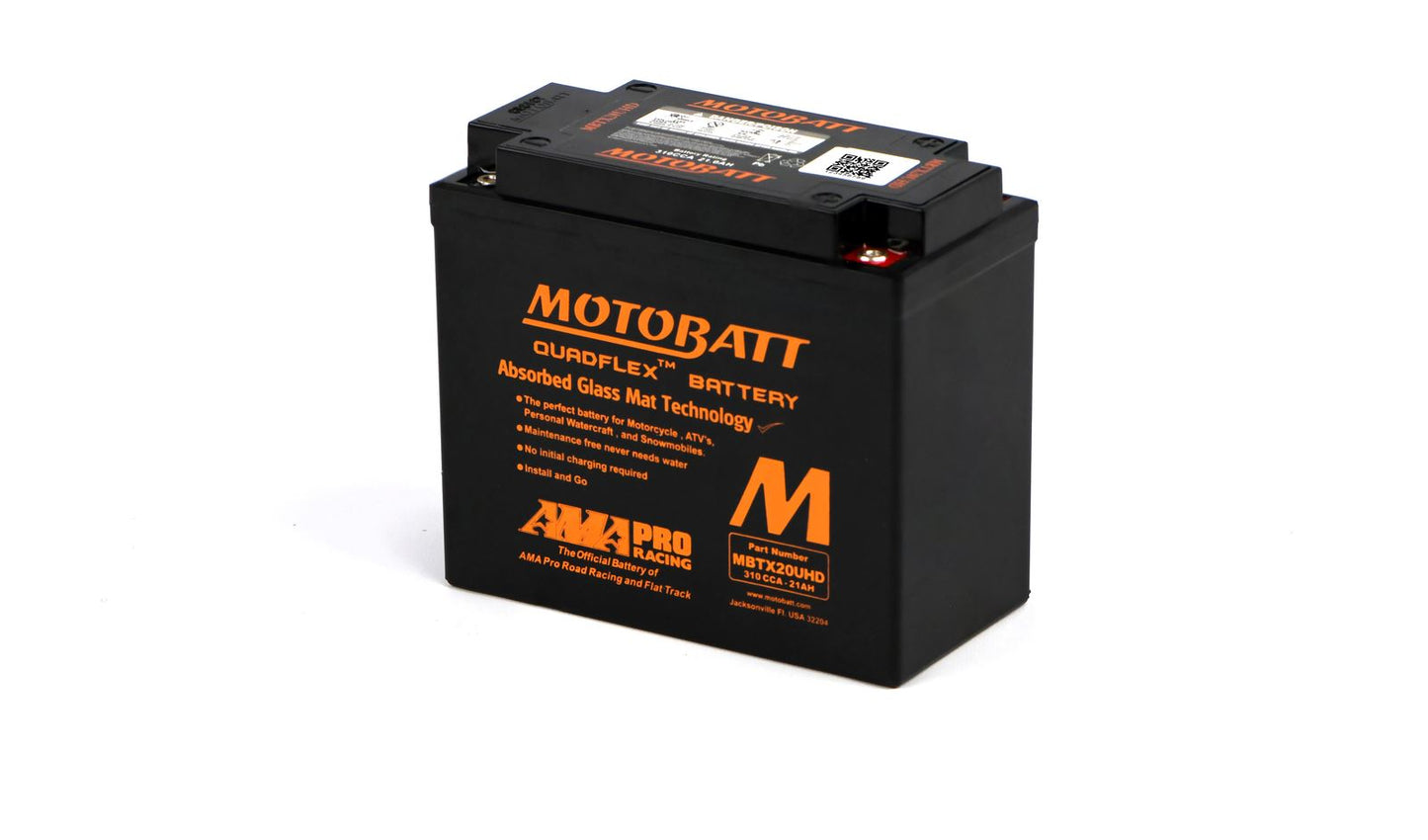 Motobatt Battery MBTX20UHD Black 12v 22.3Ah (20Hr) CCA:320A YTX20LBS L:175mm x H:155mm x W:87mm