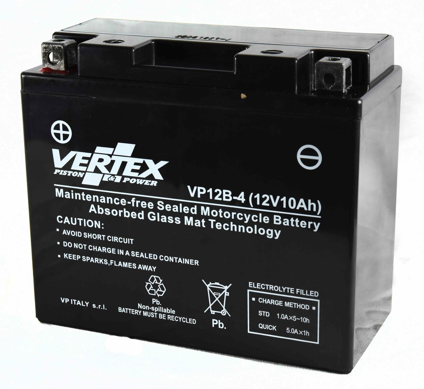Vertex VP12B-4 Battery replaces CT12B-4, CT12B-BS (L:150 mm x W:70 mm x H:130 mm)