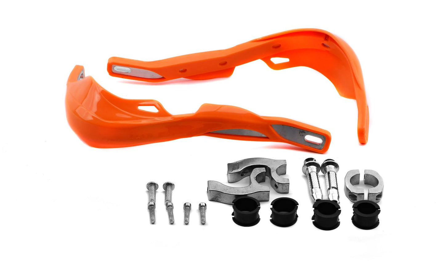 Handguards Wrap Around Orange With Alloy Reinforcement Bar & Full Fitting Kit