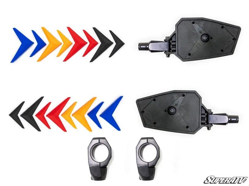 UTV SIDE VIEW MIRROR RACE, POLARIS, CAN-AM, KAWASAKI, HONDA, YAMAHA 1.75" MOUNT