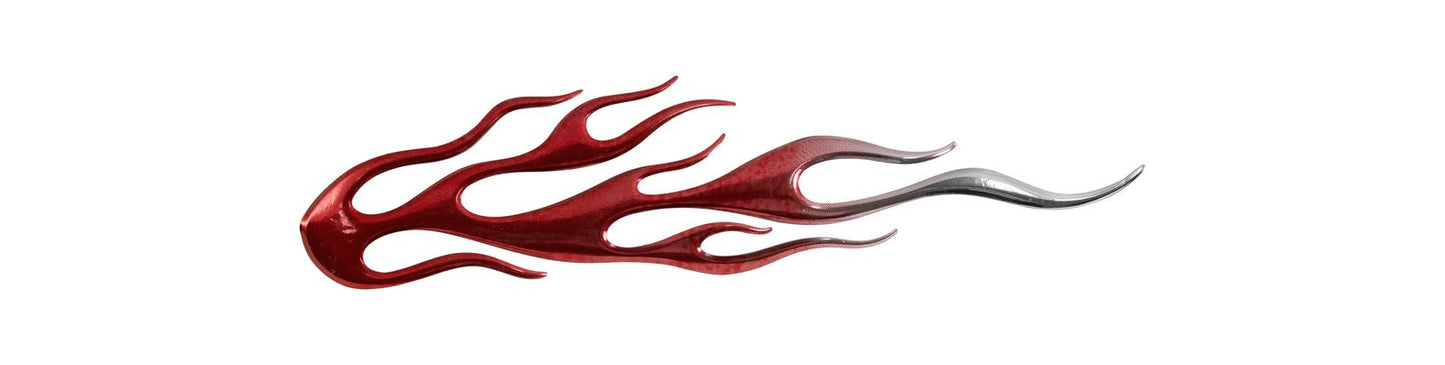 Flame Trim 120mm x 40mm Adhesive Red to Chrome (Pair)