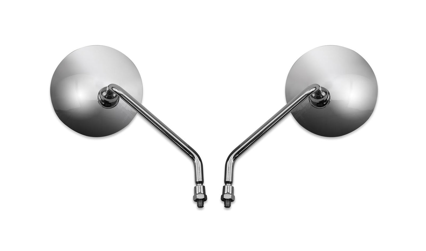 Mirror Left & Right 8mm Chrome Plastic Body Round Early Honda Style (E-Marked)