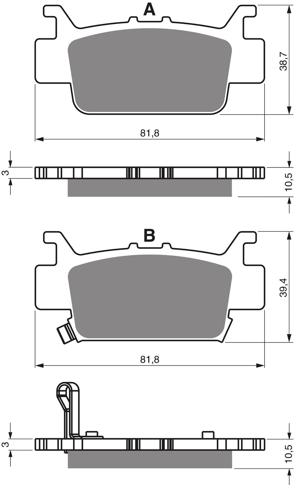 Goldfren Brake Pads AD385 Honda Pioneer 1000 SXS1000M 16- Rear Right Pair