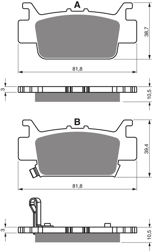 Goldfren Brake Pads AD385 Honda Pioneer 1000 SXS1000M 16- Rear Right Pair