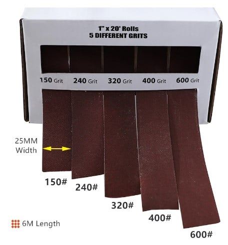 Emery Cloth Sandpaper Roll Grinding Belt 5pcs Per Box, 25mm x 6m