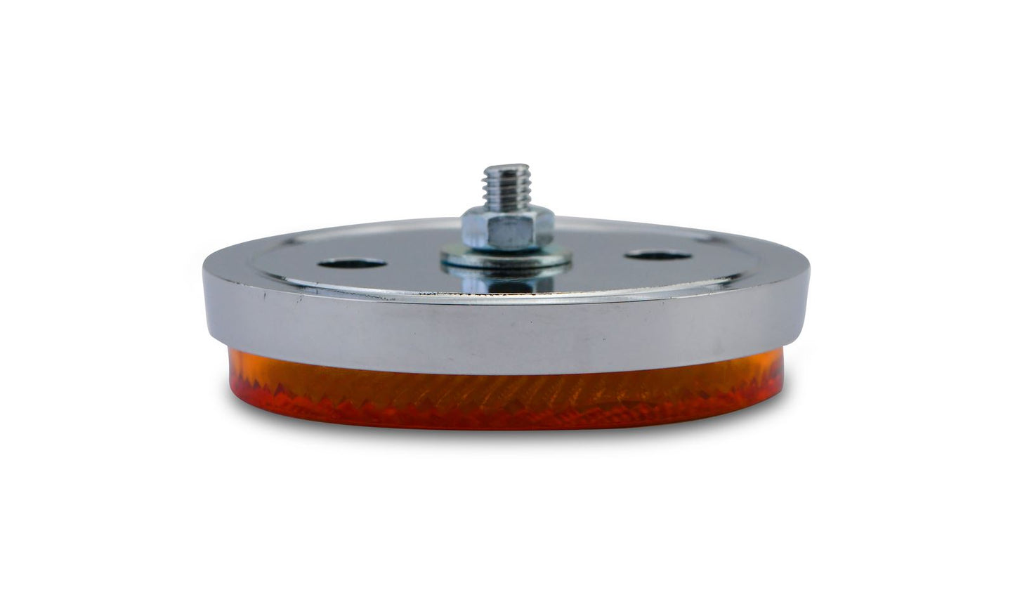 Reflector Orange Round Bolt-on Chrome Rim OD 60mm E-Marked