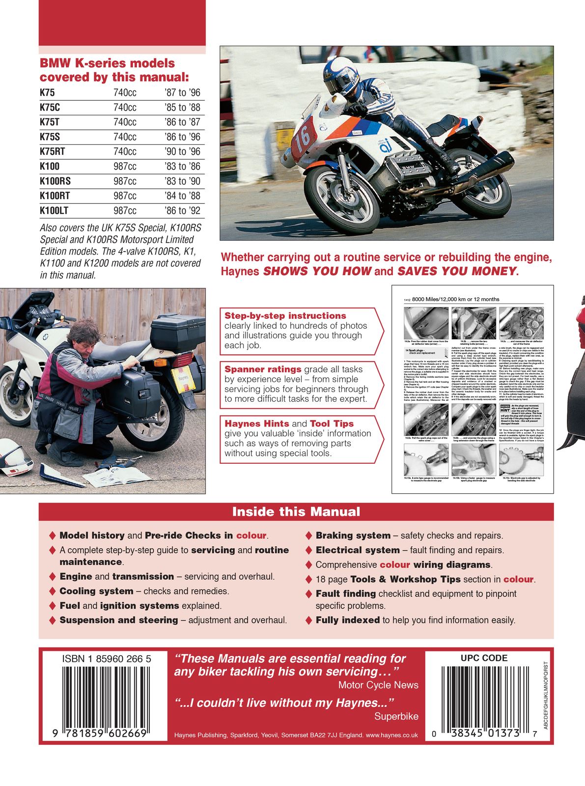 Haynes Manual BMW K75, K100 83-96