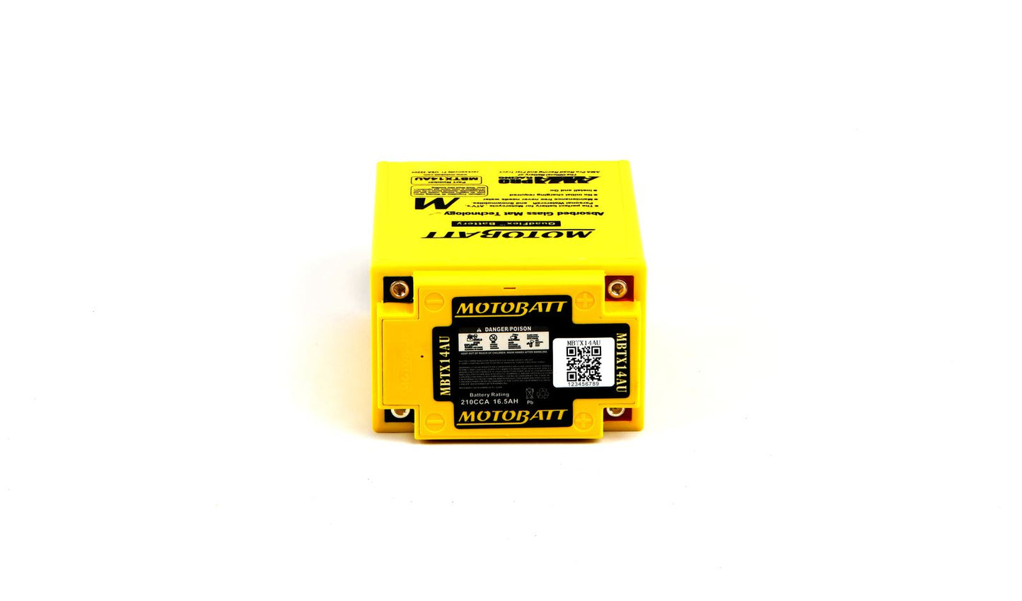 Motobatt Battery MBTX14AU 12v 17.5Ah (20Hr) CCA:250A YTX14AHLBS, YB14LA2 L:135mm x H:168mm x W:90mm