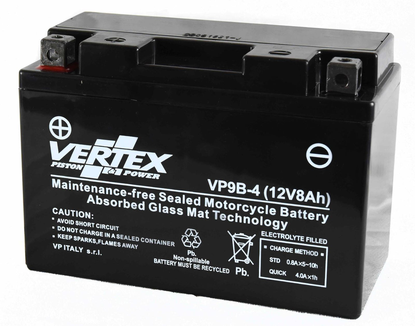 Vertex VP9B-4 Battery replaces CT9B-4,CT9B-BS (L:150 mm x W:70 mm x H:132 mm)