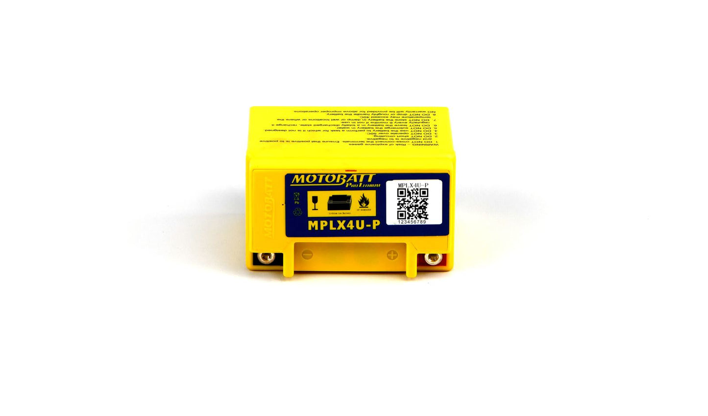 Motobatt Lithium Battery MLX4U-P 12v 2.2AH CCA:45A YTX4L-BS, YT4L-BS, YTZ5S-BS, YB4L-A, YB4L-B L:114mm x H:87mm x W:70mm (Also Has 20mm Spacer)