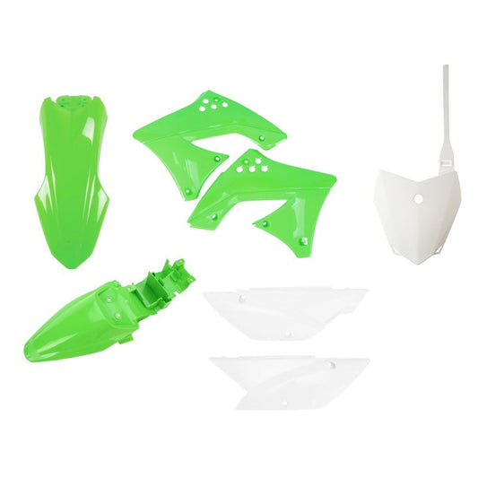 POLISPORT PLASTIC KIT KAWASAKI KLX110 2010-2024, GREEN/WHITE