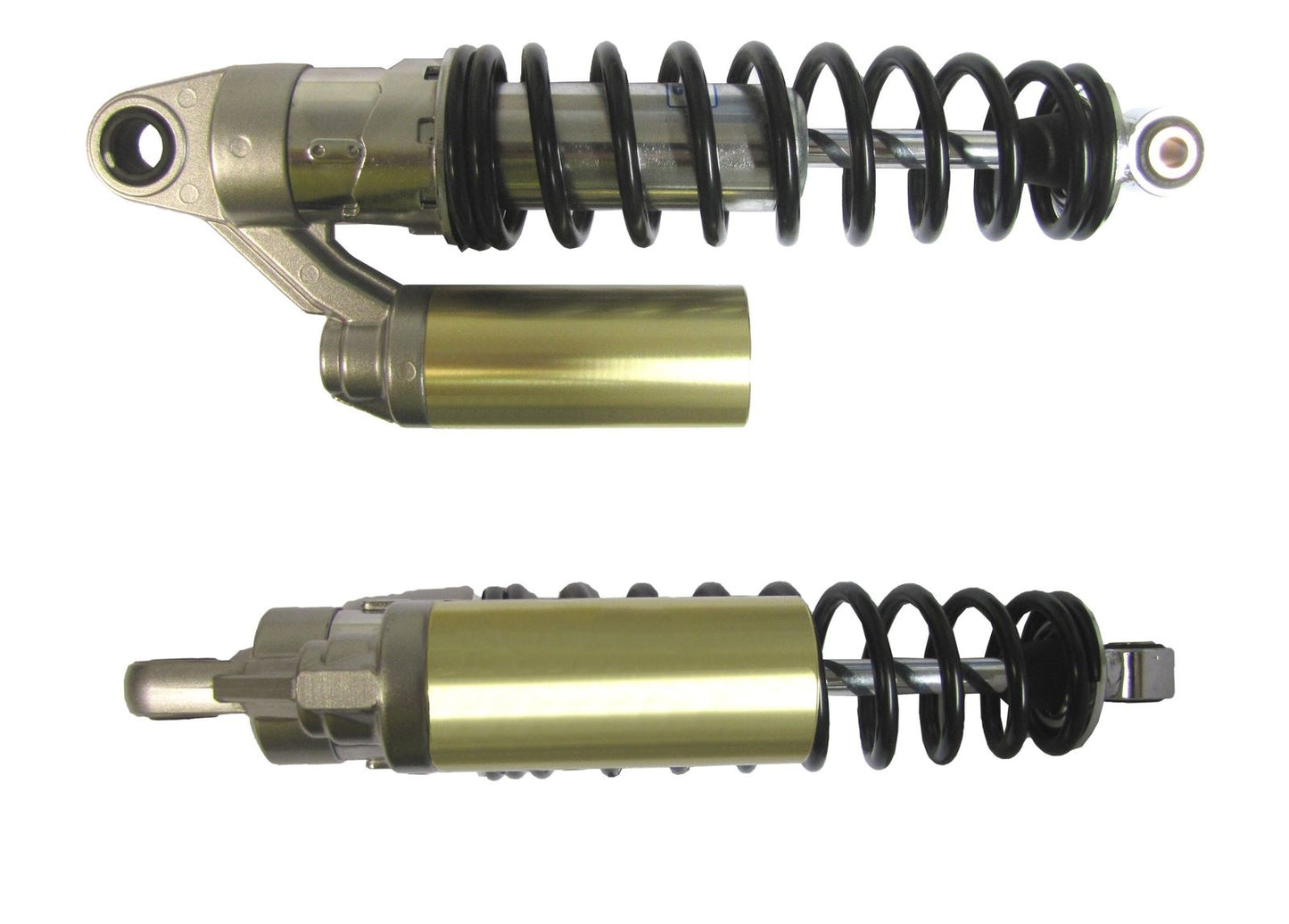 Shocks 325mm Pin+Pin Chrome body black spring & piggy back (Pair)