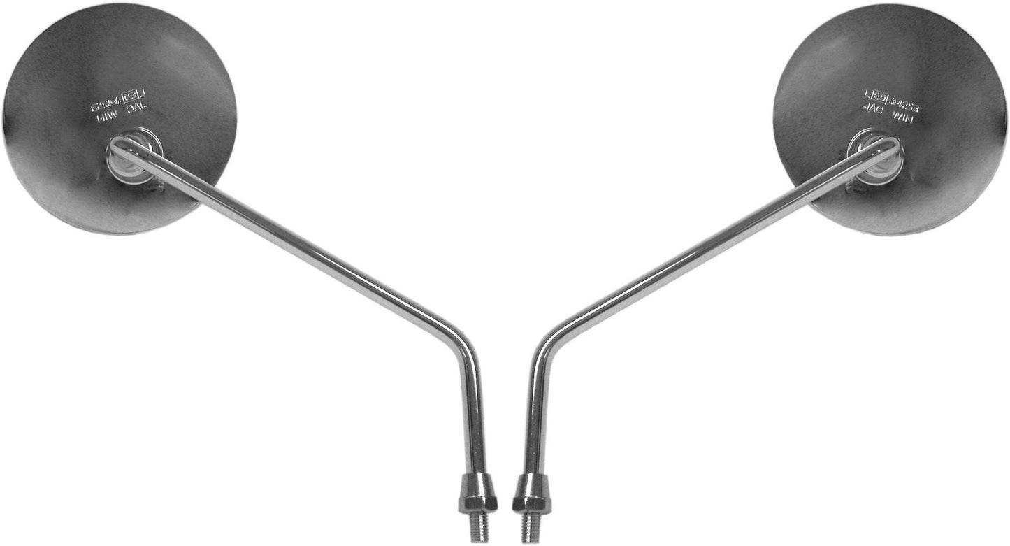 Mirror Left & Right 8mm Chrome Plastic Body Round Early Honda Style (E-Marked)