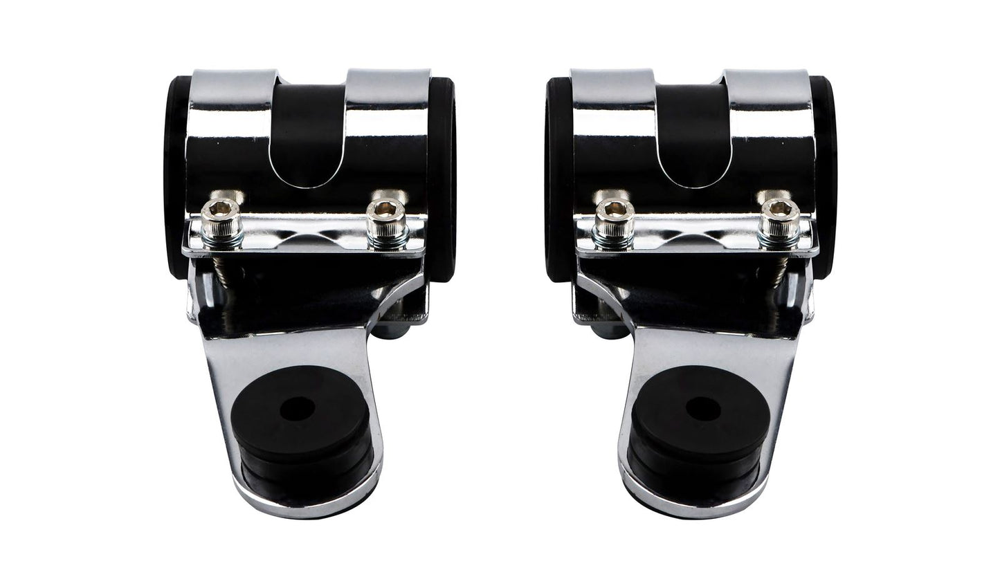 Headlight Brackets Chrome Deluxe (With Rubbers) To Fit 37mm to 41mm Forks
