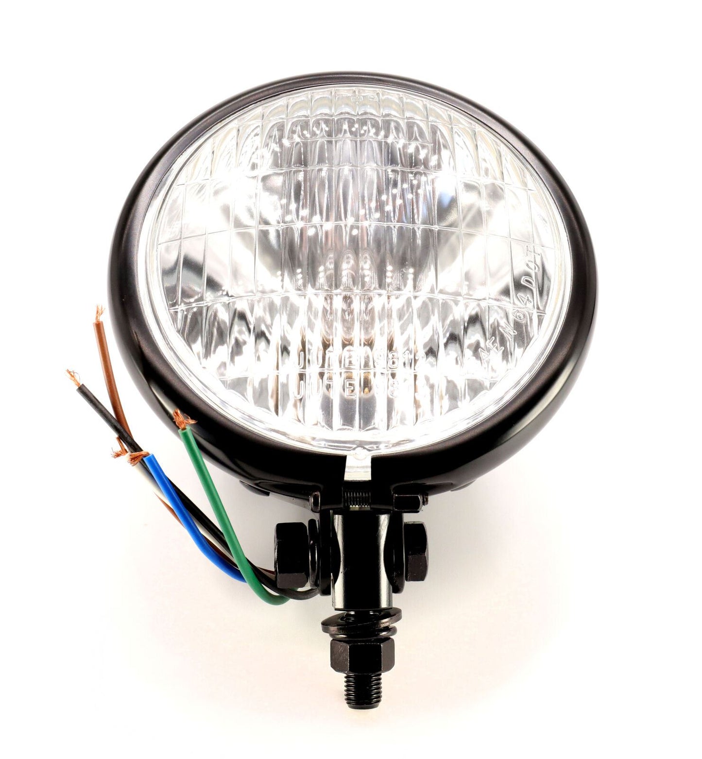 Headlight Complete Black Bottom Mount Mini Bates 4.5" Headlight Compl