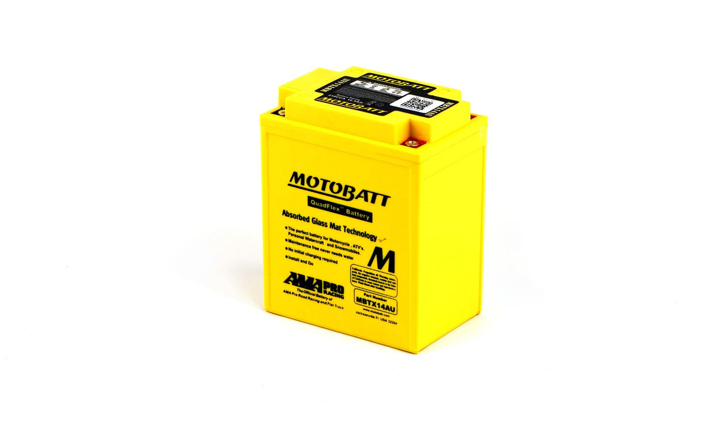 Motobatt Battery MBTX14AU 12v 17.5Ah (20Hr) CCA:250A YTX14AHLBS, YB14LA2 L:135mm x H:168mm x W:90mm