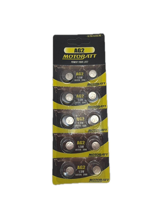 Motobatt AG2, LR726, 396, 397 1.5v 26mAH Alkaline Button Cell Batteries