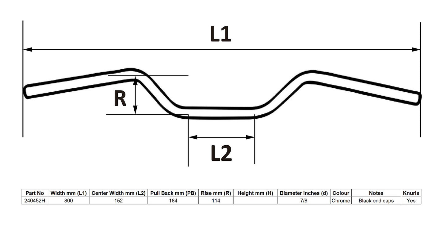 Handlebar 7/8'' Chrome 4.50'' Rise Honda CB750K