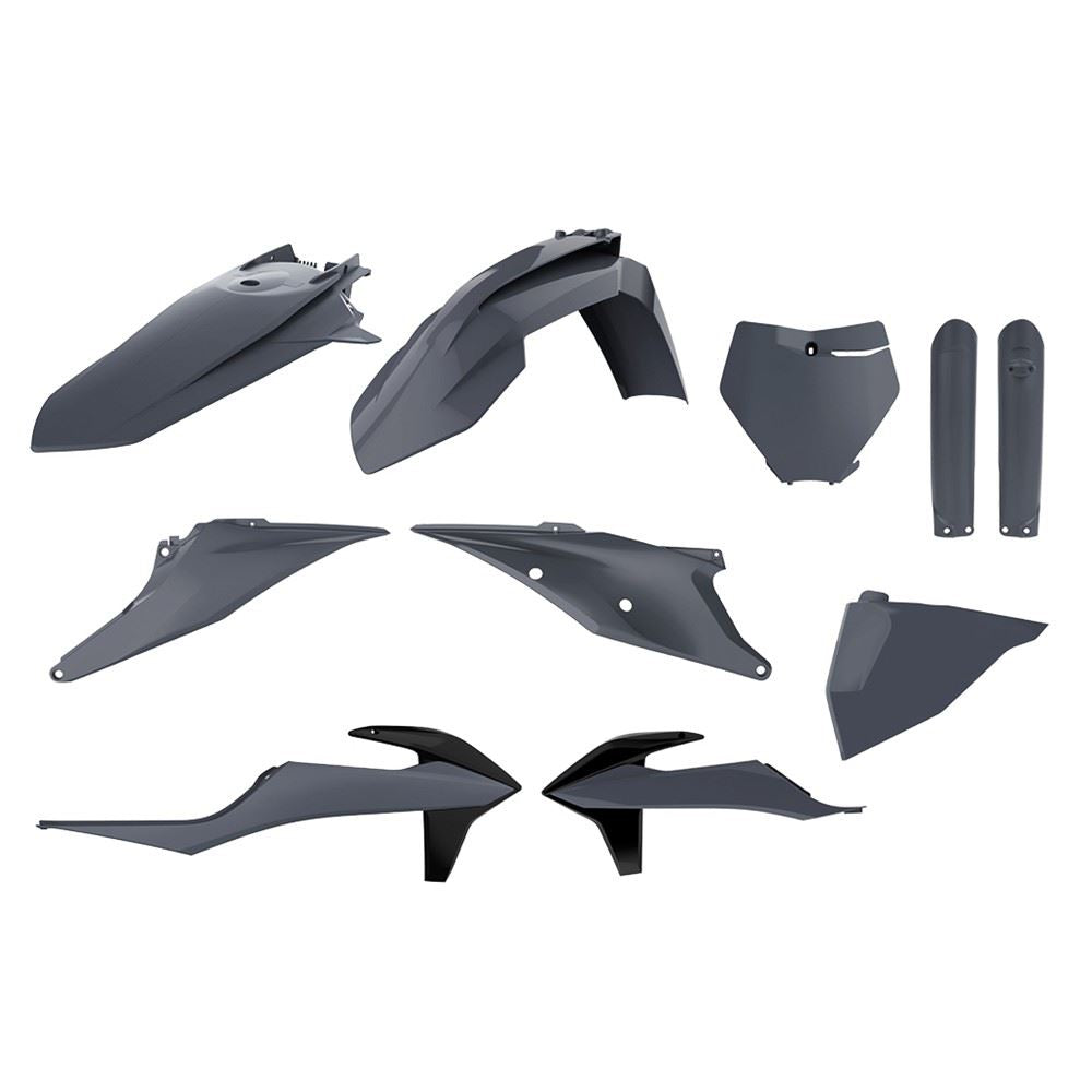 POLISPORT PLASTIC KIT + FORK GUARDS KTM SX/SX-F/XC/XC-F 2019-2022, NARDO GREY