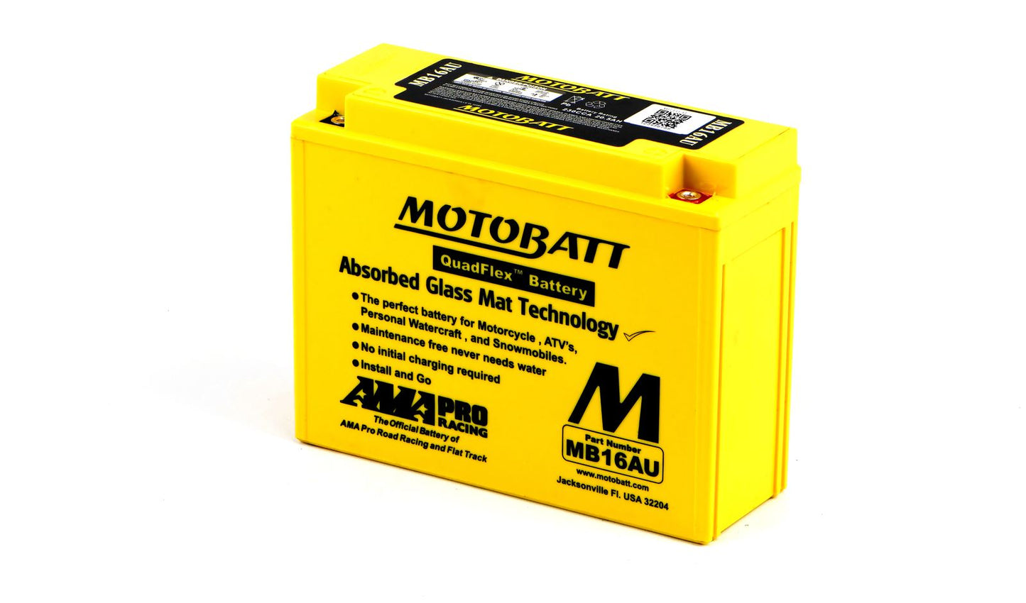 Motobatt Battery MB16AU 12v 21.7Ah (20Hr) CCA:250A YB16ALA2 L:207mm x H:164mm x W:72mm