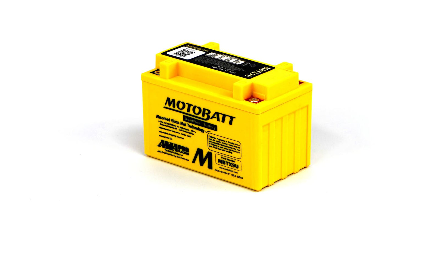 Motobatt Battery MBTX9U 12v 11.1Ah (20Hr) CCA:160A YTX9BS, YT12ABS L:151mm x H:105mm x W:87mm