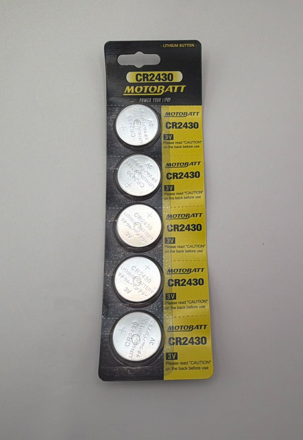 Motobatt CR2430 3.0v 280mAH Lithium Button Cell Batteries