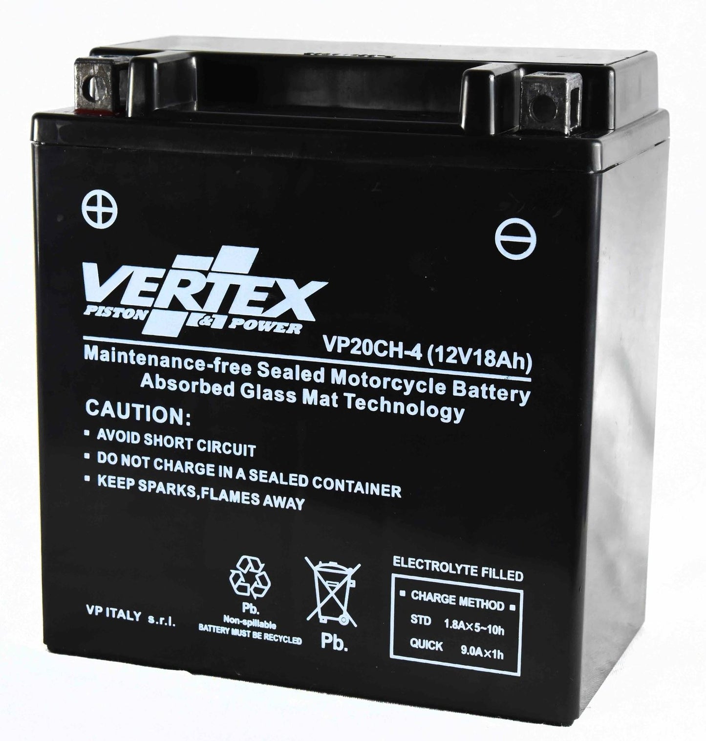 Vertex VP20CH-4 Battery replaces CTX20CH-BS (L:151 mm x W:88 mm x H:163 mm)