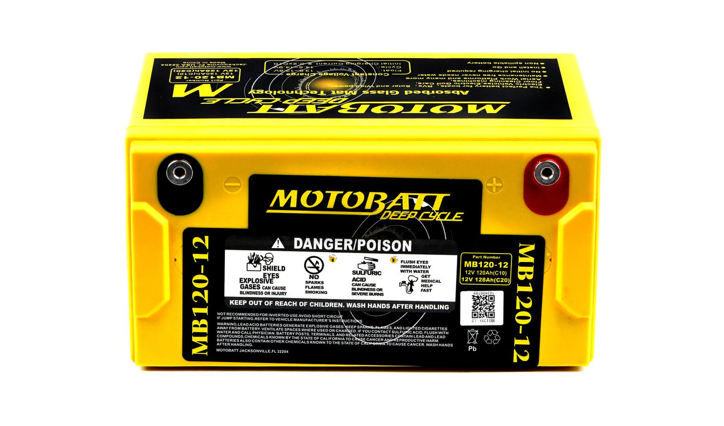 Motobatt Deep Cycle Battery MB130-12 L:330mm x H:215mm x W:170mm (BCI Group 32)