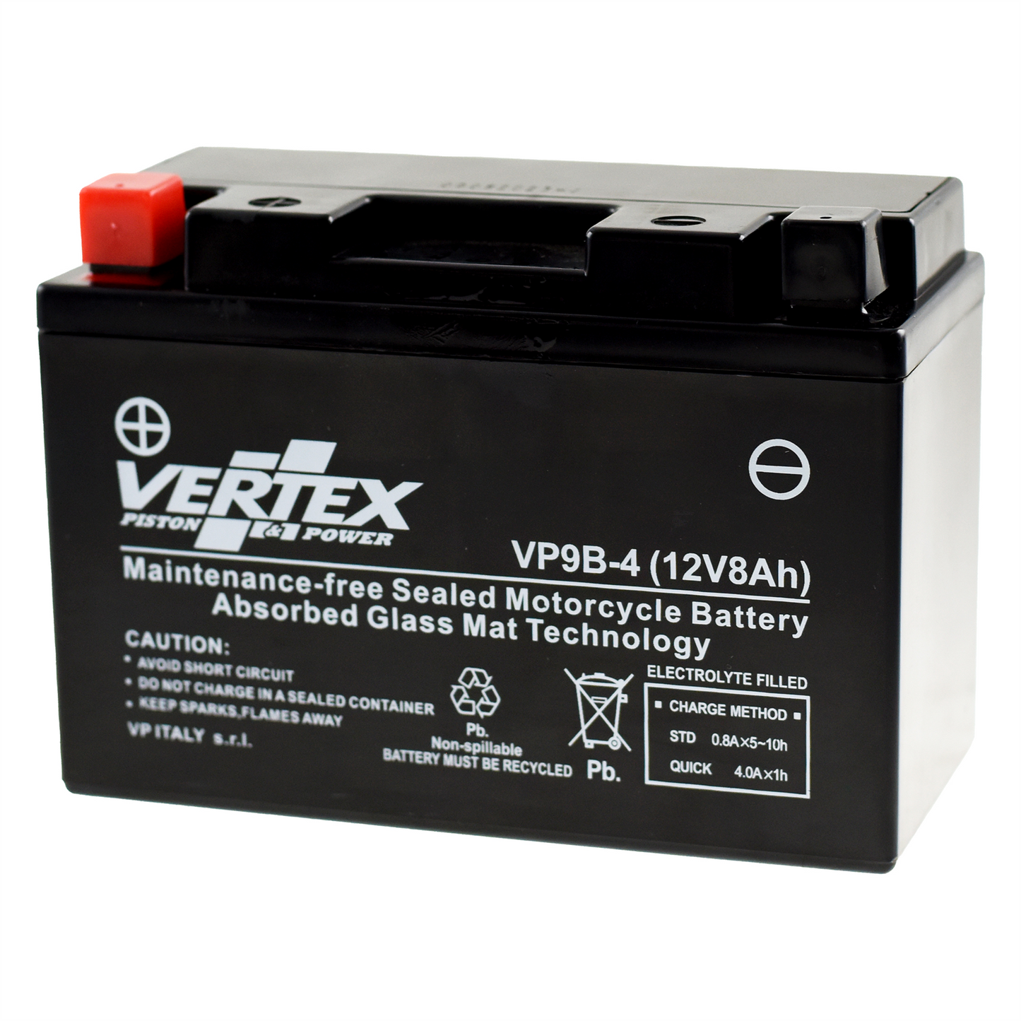 Vertex VP9B-4 Battery replaces CT9B-4,CT9B-BS (L:150 mm x W:70 mm x H:132 mm)