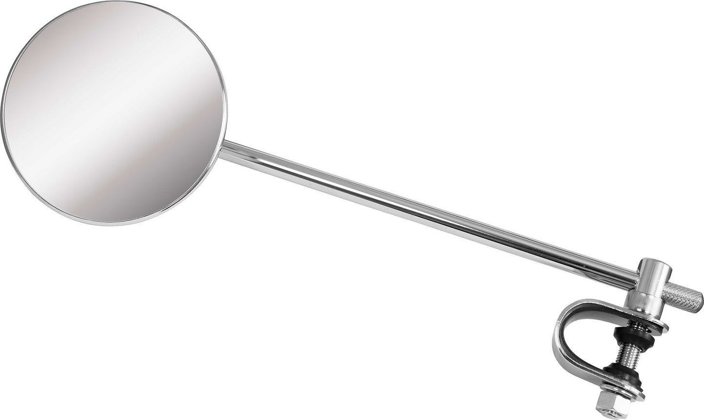 Mirror Clamp-On Left or Right Chrome Round 230mm Stem & 100mm Head