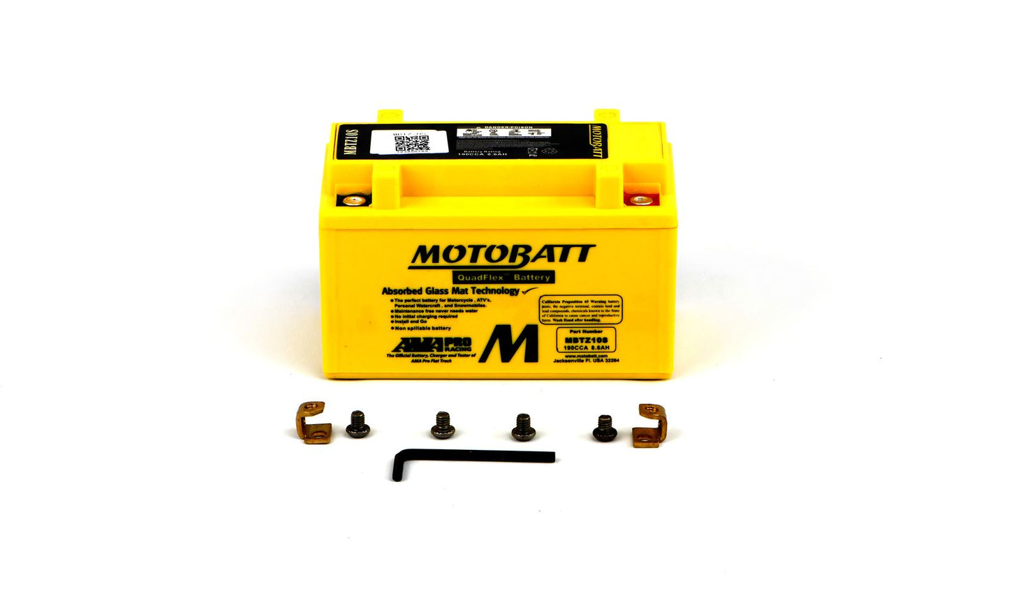 Motobatt Battery MBTZ10S 12v 9.1Ah (20Hr) CCA:165A YTZ10S L:151mm  x H:95mm x W:87mm