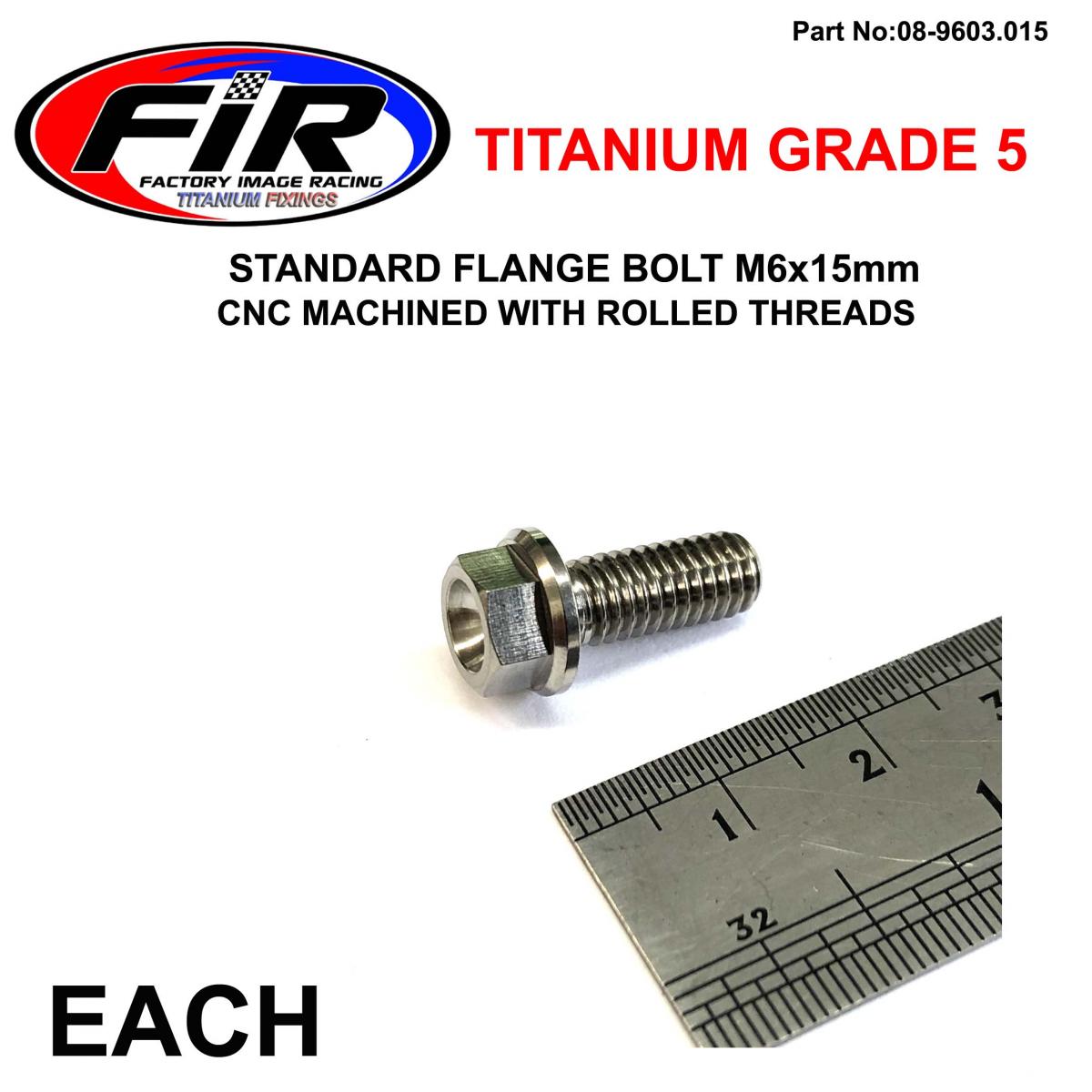 TITANIUM GR5 BOLT M6 x 15mm EACH, FLANGE OD: 11mm / HEX SIZE: 8mm