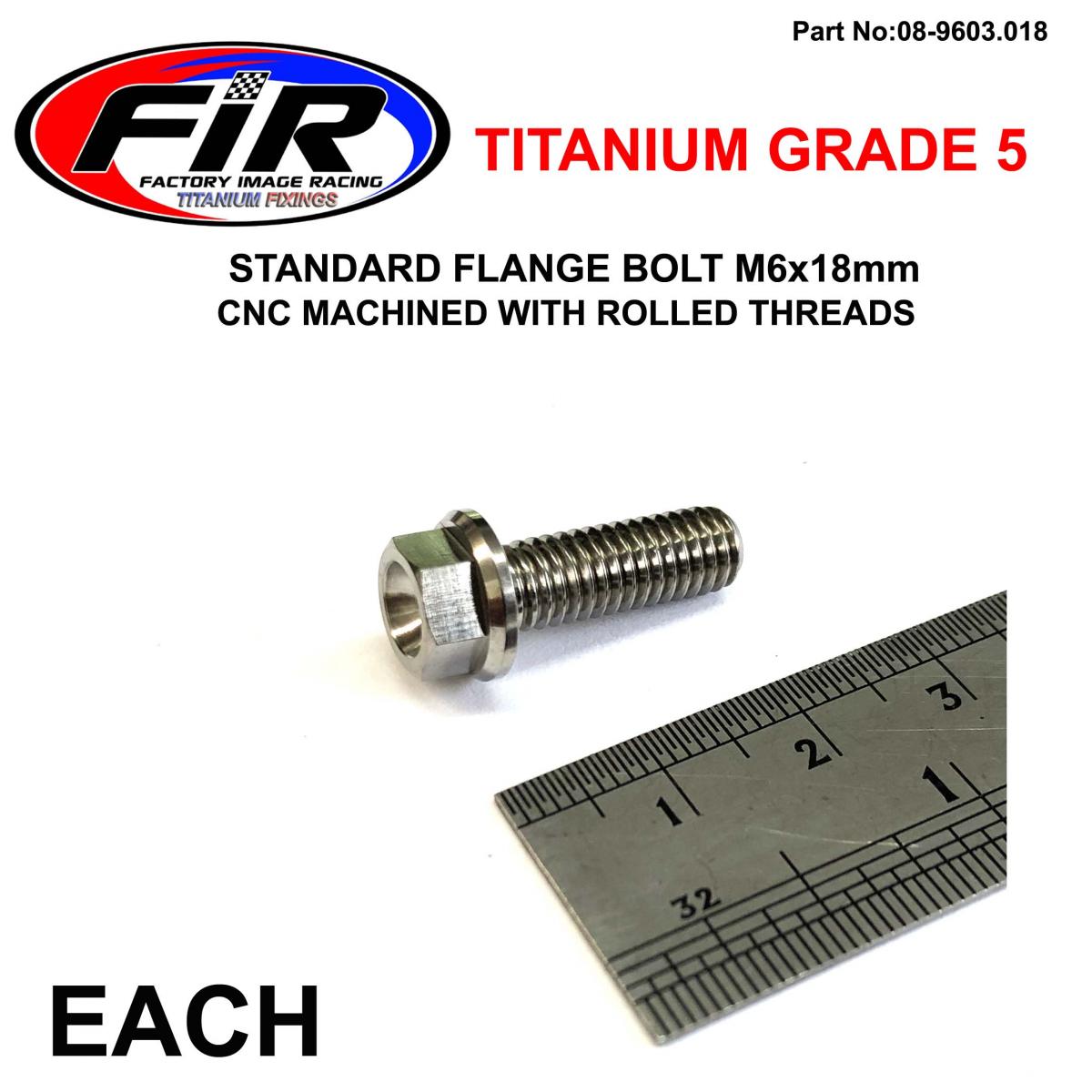 TITANIUM GR5 BOLT M6 x 18mm EACH, FLANGE OD: 11mm / HEX SIZE: 8mm