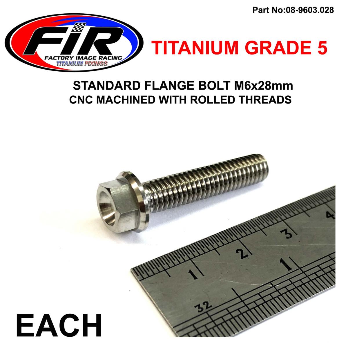 TITANIUM GR5 BOLT M6 x 28mm EACH, FLANGE OD: 11mm / HEX SIZE: 8mm