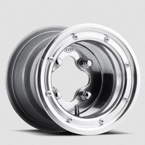 ITP POLISHED ALLOY RIM 10x5, 4/156, 3+2, A-6 TRAC LOCK SERIES WHEEL, BEAD LOCK