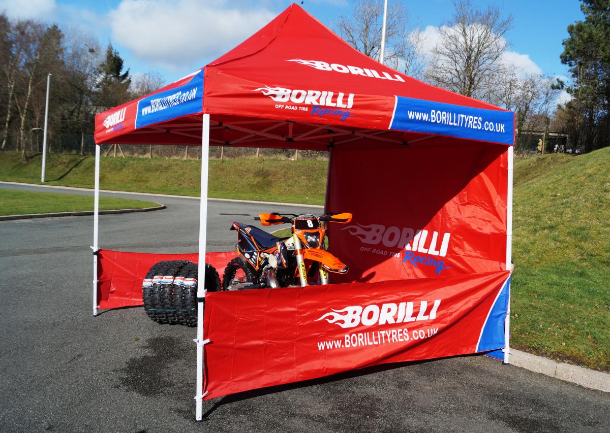 BORILLI SUPPORT POP UP TENT/GAZEBO/CANOPY 3x3m, WITH BACK & HALF SIDES