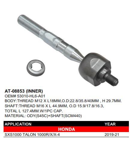 TIE ROD END, INNER, BRONCO AT-08853, 53010-HL6-A01, SXS1000 1000R/X/X-4 19-21