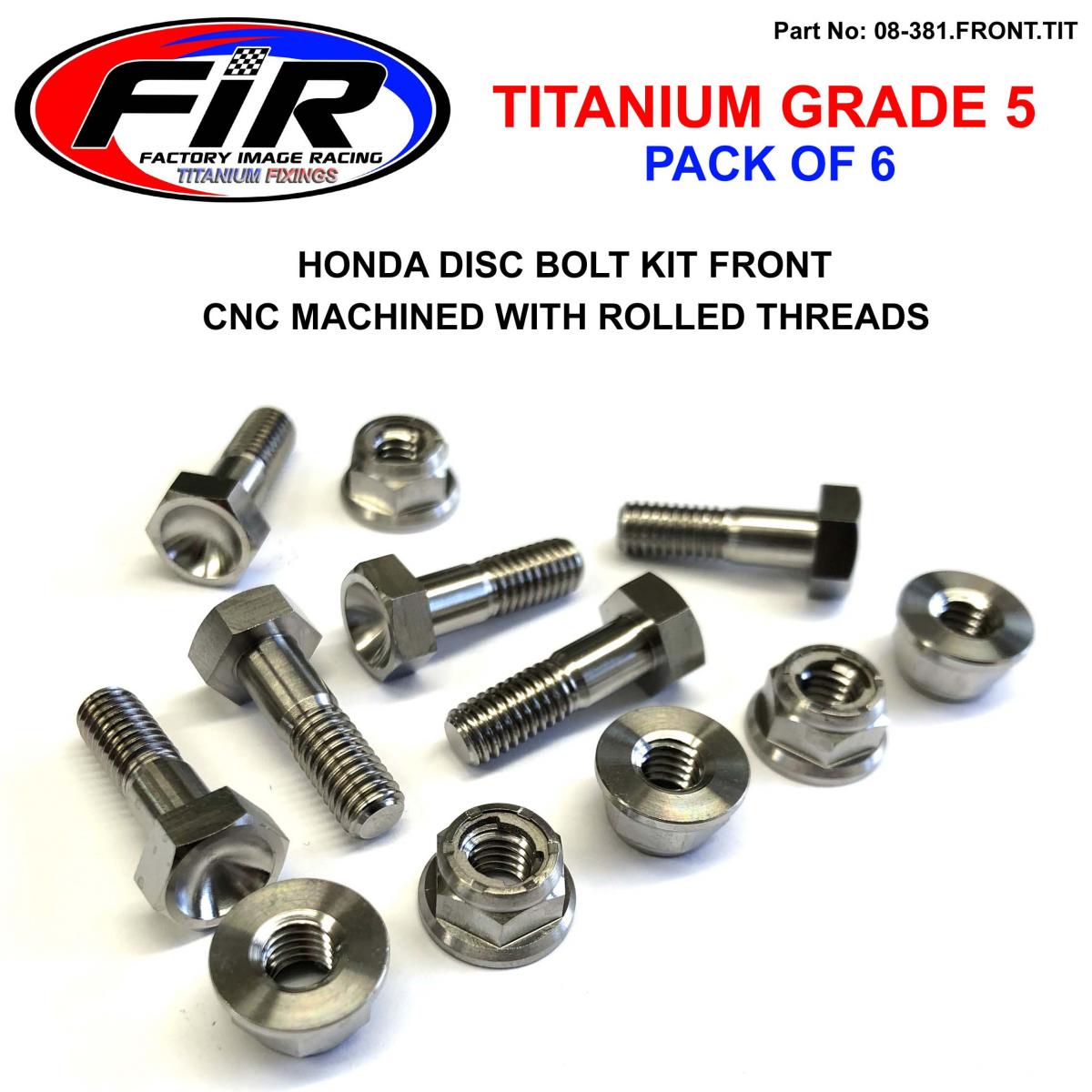 BOLTS DISC HONDA KIT/6, TITANIUM FRONT CRF150/250/450 02-19, CR125/250 95-07
