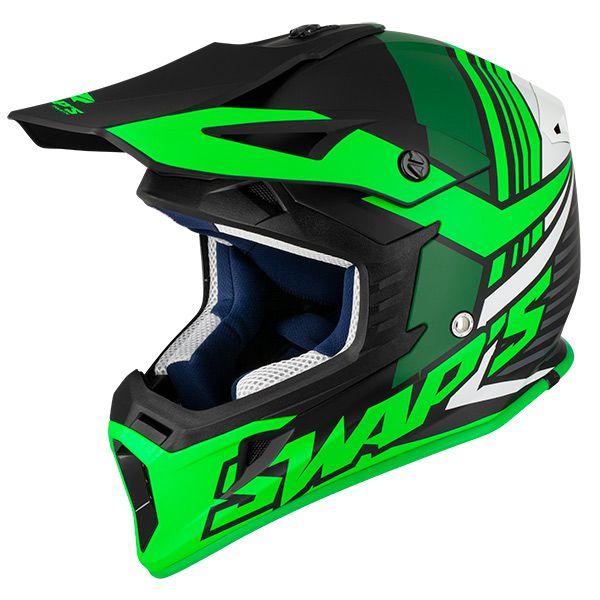 SWAP'S MX HELMET XS 54 BLACK/GREEN, 21 !! ACU GOLD APPROVED !!