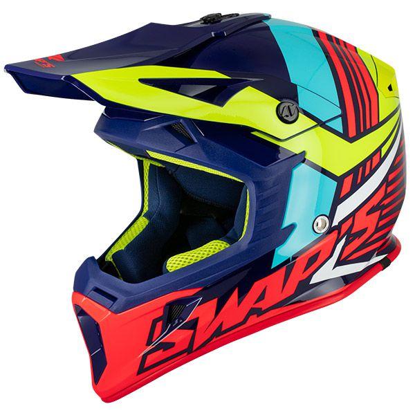 SWAP'S MX HELMET LG 60 BLUE/YELLOW 21, !! ACU GOLD APPROVED !!