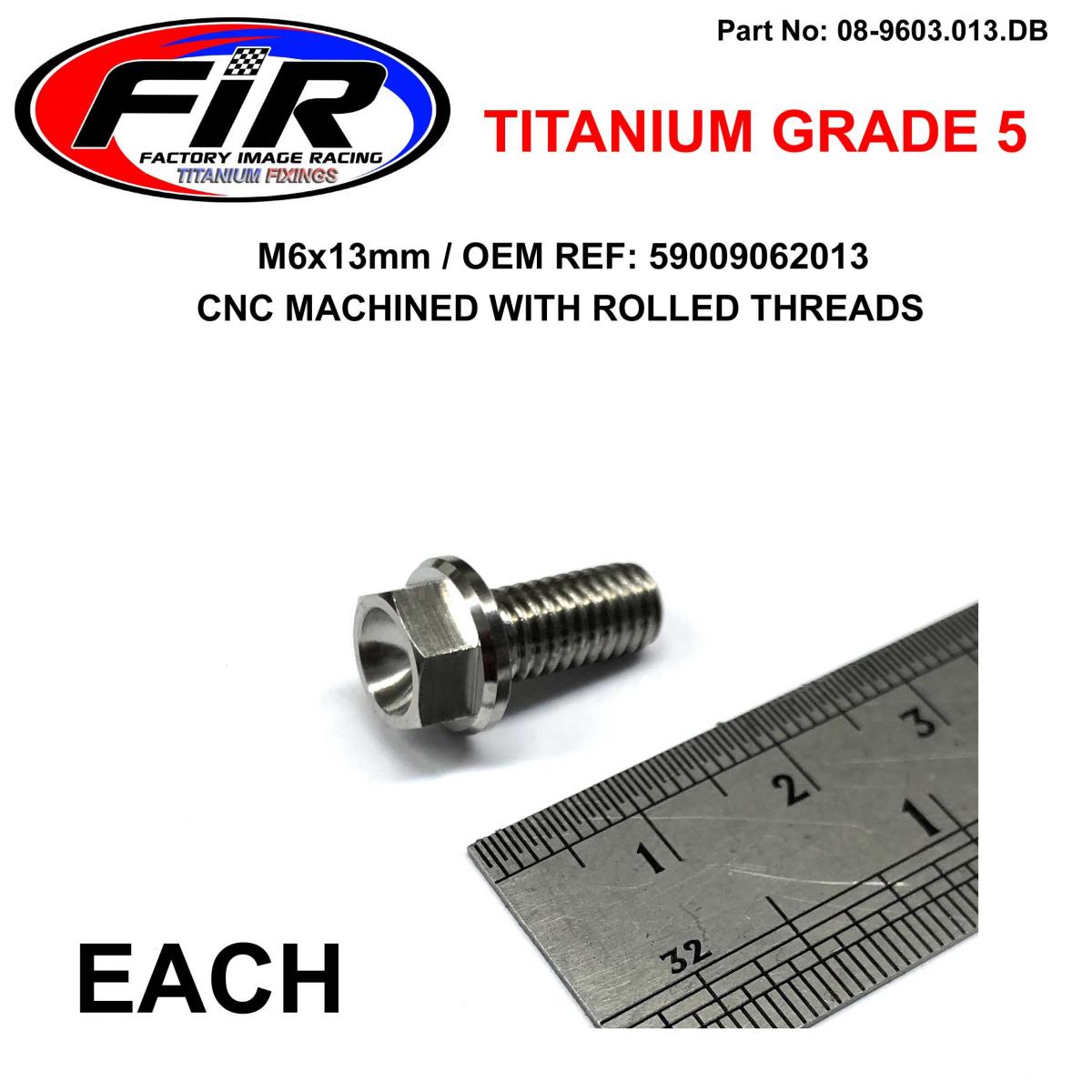TITANIUM GR5 BOLT M6 x 13mm EACH, FLANGE OD: 10.5mm / HEX SIZE: 8mm