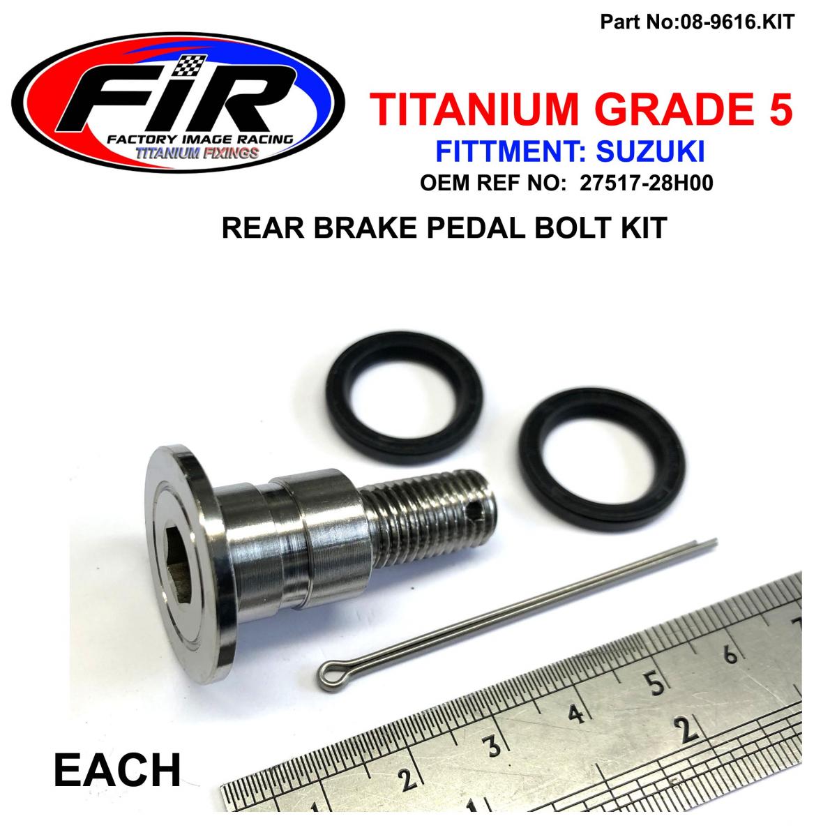 SUZUKI GR5 REAR PEDAL PIVOT BOLT KIT, RM-Z250 14-23, RM-Z 450 08-23 FIR-BRAND